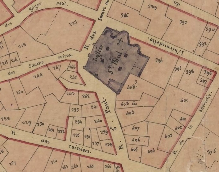 Plan de Montpellier dit Flandio de la Combe de 1788 entièrement remanié en 1816, détail