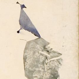 L'image présente une composition abstraite, avec des formes et des couleurs qui semblent se superposer. On y voit une forme principale dans des tons gris, qui semble être une silhouette stylisée. Au-dessus, une autre forme en bleu et noir évoque peut-être un détail ou un élément de décoration. L'ensemble dégage une sensation de simplicité et d'élégance, avec un fond clair qui met en valeur les formes colorées.