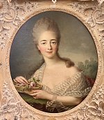 Portrait de madame Du Barry tenant une corbeille de roses