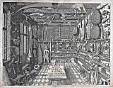 Cabinet de curiosité, gravure, 1655 