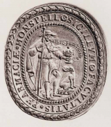 Sceau de saint Roch portant les inscriptions {sigilvm facvltatis pharmaciae monspell [iensis] et nihil preatiosivs}, 1664