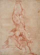 Homme nu, assis, bras levés, 2e moitié du 17e siècle