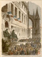 Inauguration des statues de Barthez et Lapeyronie à Montpellier, 1864, d'après une photo de M. Rouet 