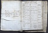 Cahier des munitions avec billet manuscrit de d'Argencour daté du 27 août 1622